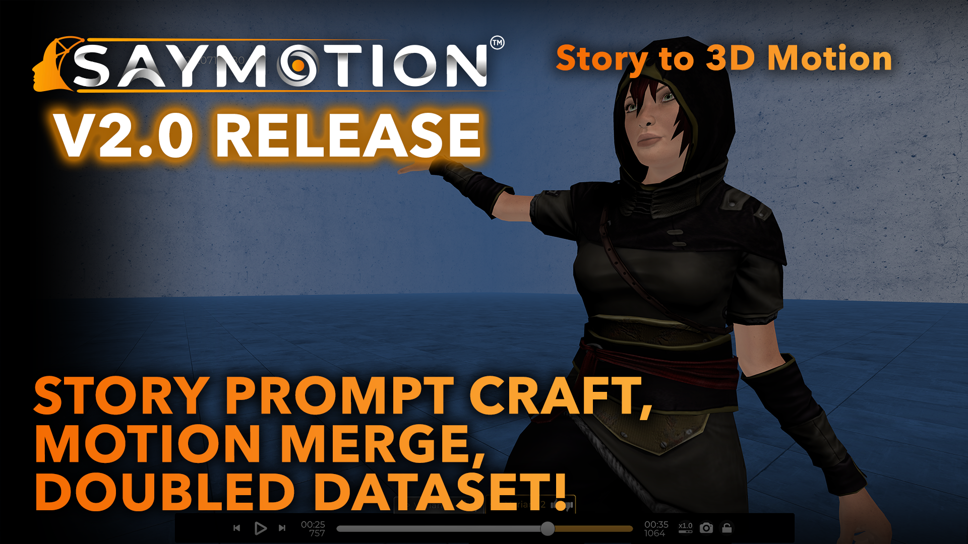 SayMotion V2.0 -  New Story Prompt Craft and Prompt Enhancer Tools, Generative Motion Merging, & Doubled Dataset