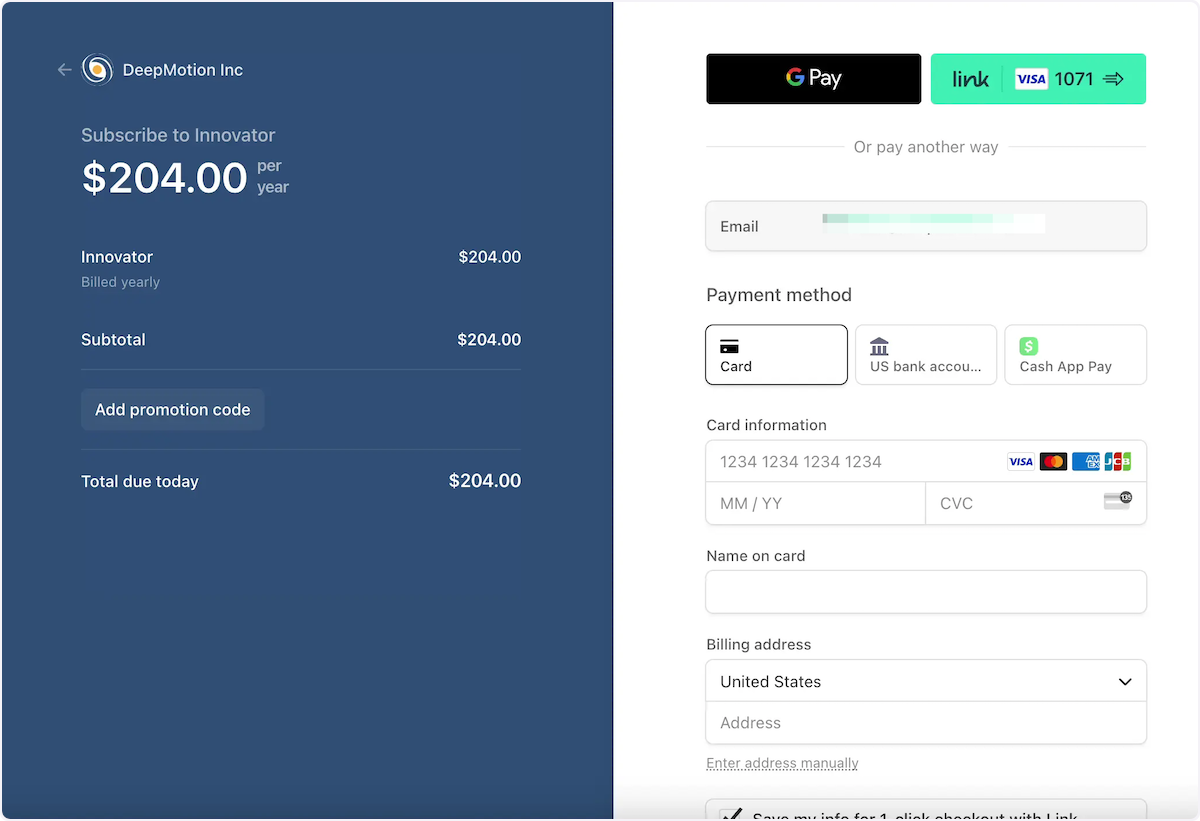 Finish the Checkout Process in Stripe. 